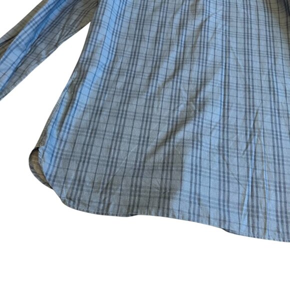Burberry London Blue on Blue Plaid Button Down Shirt Top Size XL Tailored Men's - Picture 10 of 14